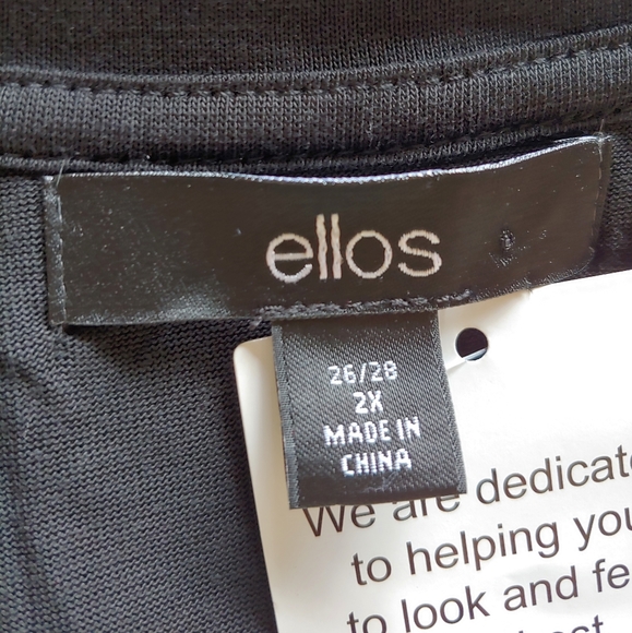 Ellos black lyocell top t-shirt v-neck short sleeves size 26/28 - Picture 3 of 5